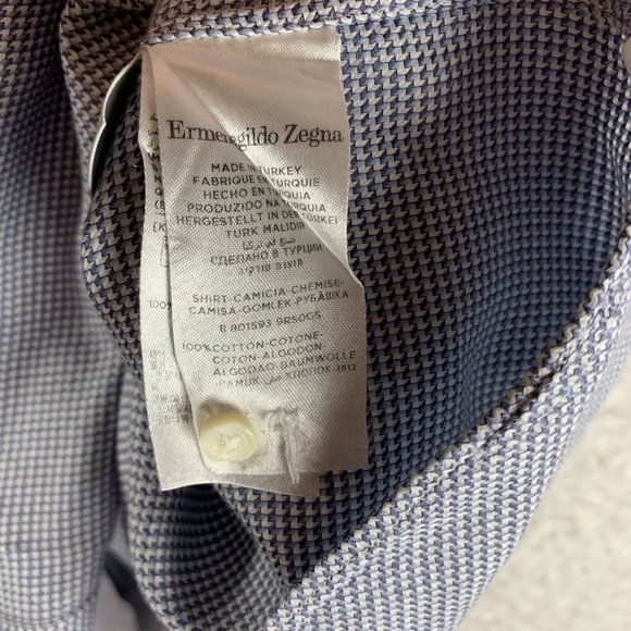 Ermenegildo Zegna Dress Shirt Mens 42 (16.5) Gray Geometric Cotton Collared 8186 - Picture 6 of 8